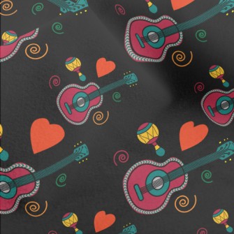 Colorful Guitar And Shaker Micro Fleece