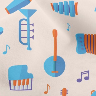 Blue Cute Musical Instrument Micro Fleece