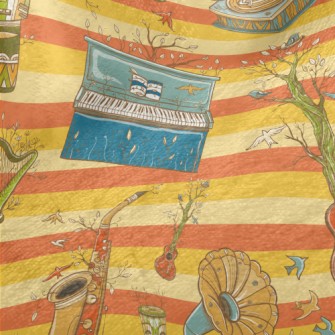 Hand Drawn Plants And Musical  Minky