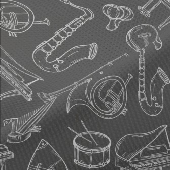 Hand Drawn Common Musical Inst Piqué