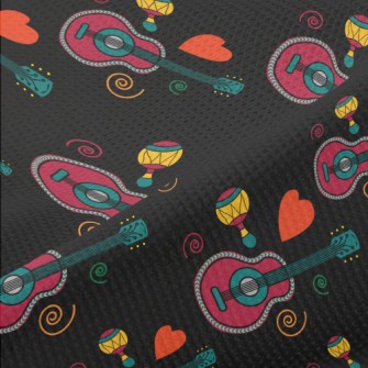 Colorful Guitar And Shaker Piqué