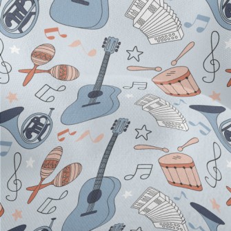 Colorful Hand Drawn Musical In Lightweight Performance Linen