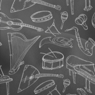 Hand Drawn Common Musical Inst Lightweight Performance Linen