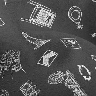 Hand Drawn City Traffic Lightweight Performance Linen