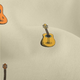 Hand Drawn Colorful Guitar Lightweight Performance Linen