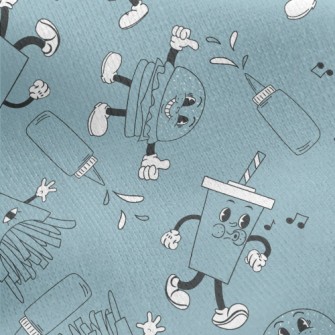 Cartoon Fast Food Doll Jersey Backed Fleece