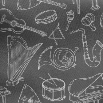Hand Drawn Common Musical Inst Jersey Backed Fleece