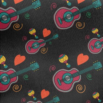 Colorful Guitar And Shaker Jersey Backed Fleece