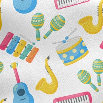 Cute Cartoon Colorful Musical  Jersey Backed Fleece