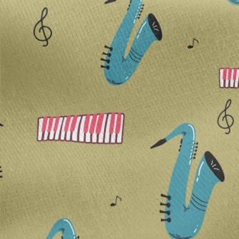 Blue Saxophone Jersey Backed Fleece
