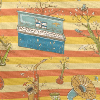Hand Drawn Plants And Musical  Pongee
