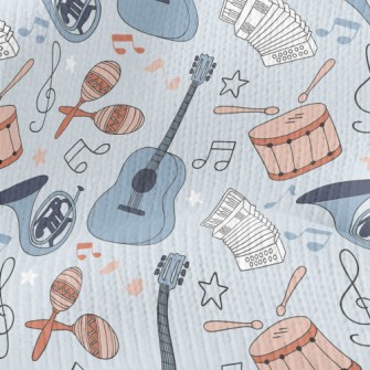 Colorful Hand Drawn Musical In Stretch Jersey