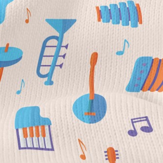 Blue Cute Musical Instrument Stretch Jersey