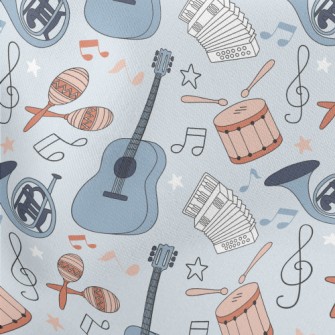 Colorful Hand Drawn Musical In Lightweight Cotton Poplin