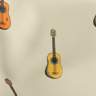 Hand Drawn Colorful Guitar Lightweight Cotton Poplin