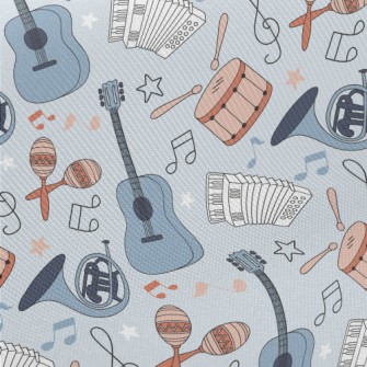 Colorful Hand Drawn Musical In Midweight Cotton Poplin