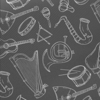 Hand Drawn Common Musical Inst Midweight Cotton Poplin