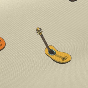 Hand Drawn Colorful Guitar Midweight Cotton Poplin