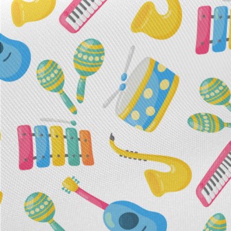 Cute Cartoon Colorful Musical  Midweight Cotton Poplin