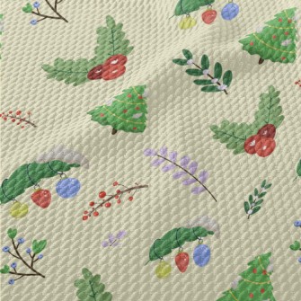 Winter Christmas Plants Birdseye Piqué