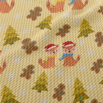 Cute Fox Celebrates Christmas Birdseye Piqué