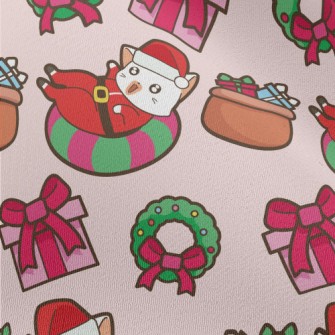 Playful Cat Santa Claus Chiffon