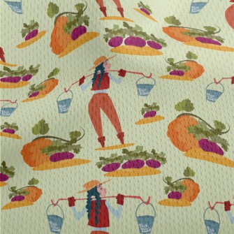 Farmer Growing Vegetables Athletic Mesh Flat Back