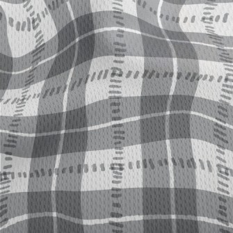 Gray And White Check Athletic Mesh Flat Back