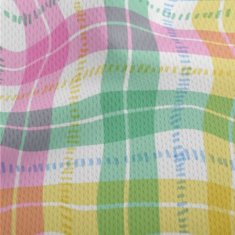 Hand Drawn Colorful Plaid Athletic Mesh Flat Back