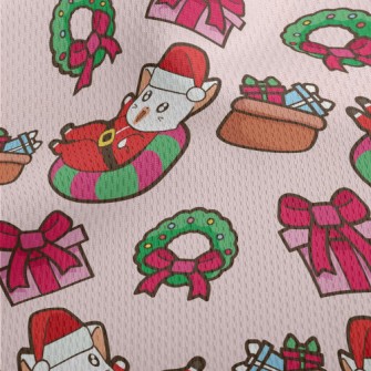 Playful Cat Santa Claus Athletic Mesh Flat Back