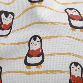 Cute Penguin Holding Heart Athletic Mesh Flat Back