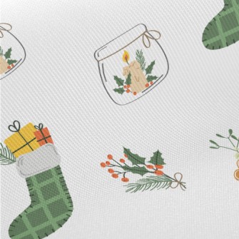Christmas Stockings And Candle Twill