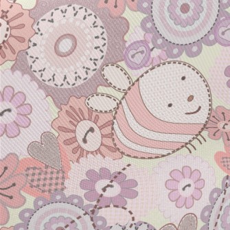 Cute Bees And Flowers Twill