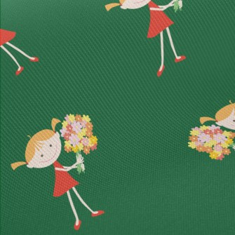 Little Girl Holding A Bouquet Twill