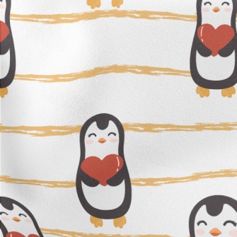 Cute Penguin Holding Heart Stretch Ponte