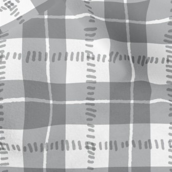 Gray And White Check Micro Fleece
