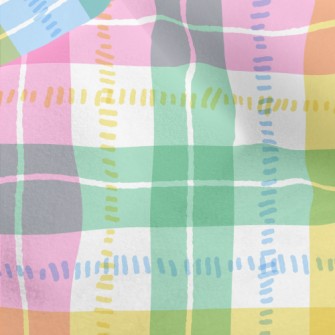 Hand Drawn Colorful Plaid Micro Fleece