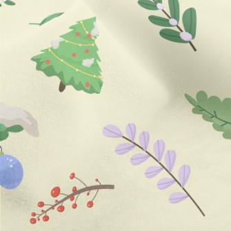 Winter Christmas Plants Micro Fleece