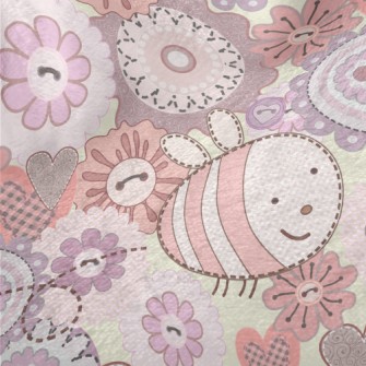 Cute Bees And Flowers Minky