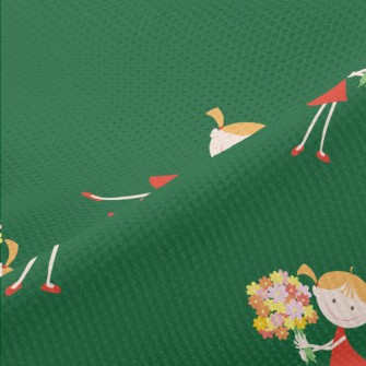 Little Girl Holding A Bouquet Piqué
