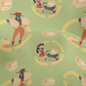 Farmer Cultivating Wheat Lightweight Performance Linen
