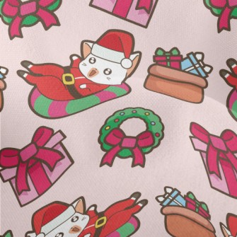 Playful Cat Santa Claus Lightweight Performance Linen