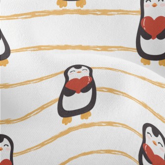 Cute Penguin Holding Heart Lightweight Performance Linen
