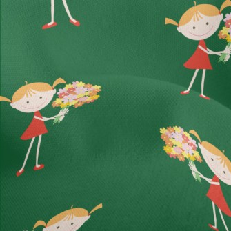 Little Girl Holding A Bouquet Lightweight Performance Linen