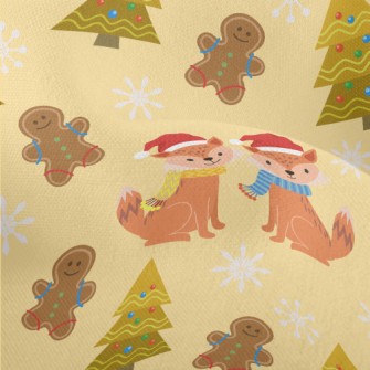 Cute Fox Celebrates Christmas Lightweight Performance Linen