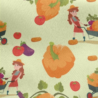 Farmer And Pumpkin Jersey Backed Fleece