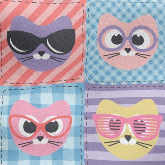 Cat With Colored Glasses Jersey Backed Fleece