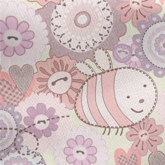 Cute Bees And Flowers Jersey Backed Fleece