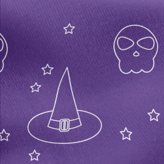 Witch Cat And Skull Jersey Backed Fleece