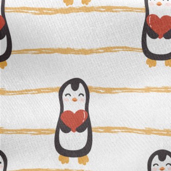 Cute Penguin Holding Heart Jersey Backed Fleece